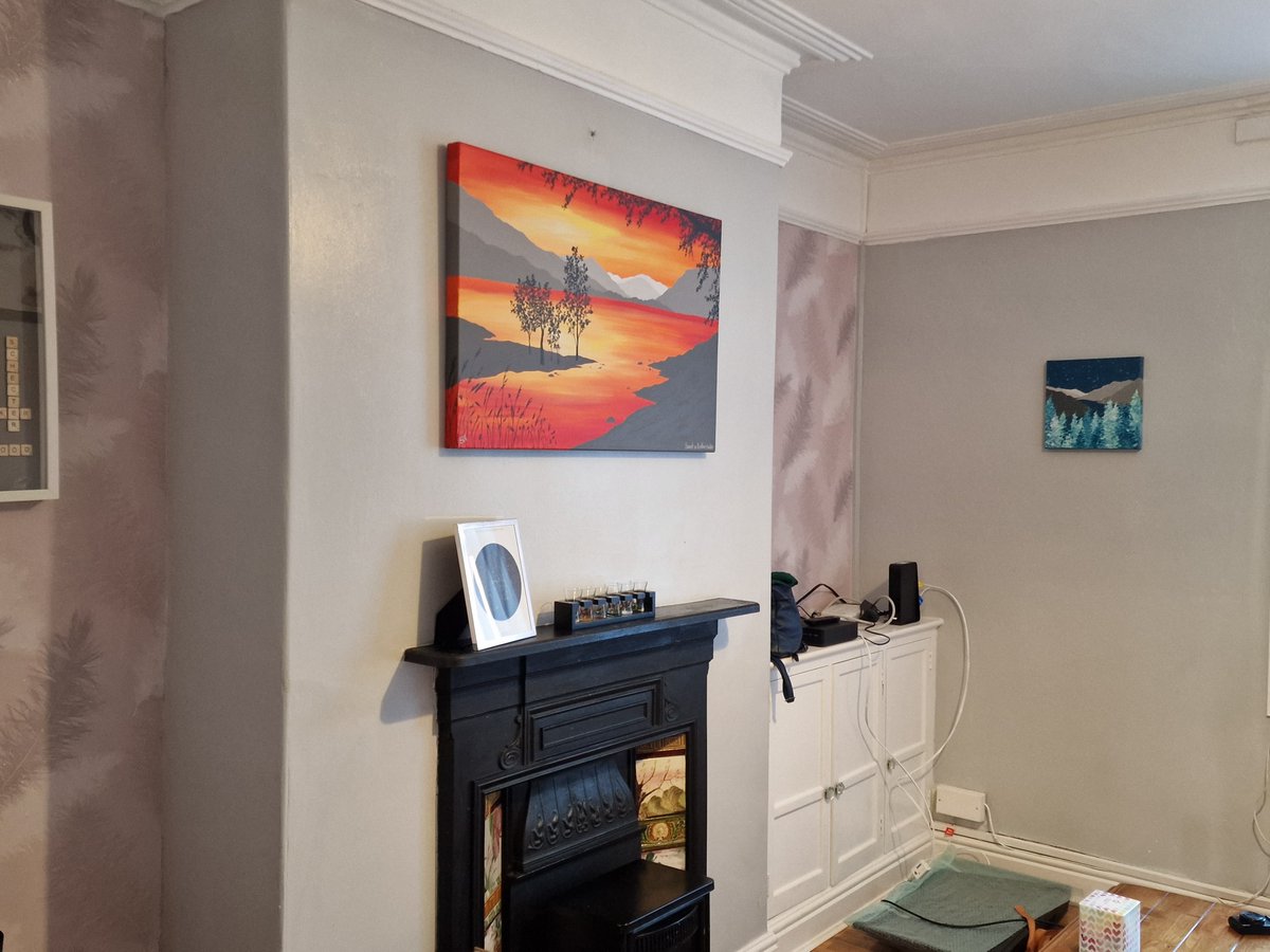 sammartinart's tweet photo. 'Sunset on Brother's Water' for my brother and his girlfriend who we helped move into their new house yesterday. Wishing them lots of happiness in their new home together 🥰🧡💛 #brotherswater #lakedistrict #cumbria #art #painting #kirkstone https://t.co/ZG7OeRTHeE