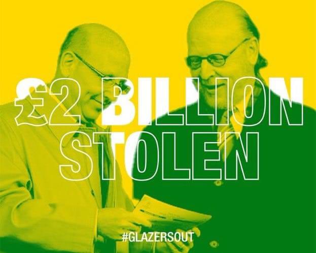 Glazerspissoff's tweet photo. ยฃ2 Billion stolen from our beautiful club by parasites but we will never give up fighting untill our club is sold.
#GlazersOut #LoveUnitedHateGlazers #SellOurClub https://t.co/GIEcX6S3fX