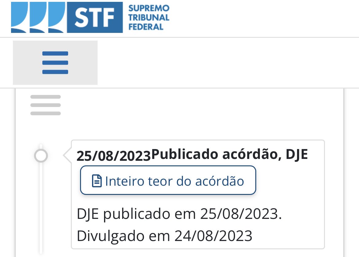 STF publicou o Acórdão final do julgamento. Assim começa o prazo para apresentação dos embargos de declaração. O Presidente do Senado, Rodrigo Pacheco já disse que pedirá ao tribunal o cumprimento na íntegra da lei 14434/22 . NÃO aceitamos 44hs e piso não é teto!