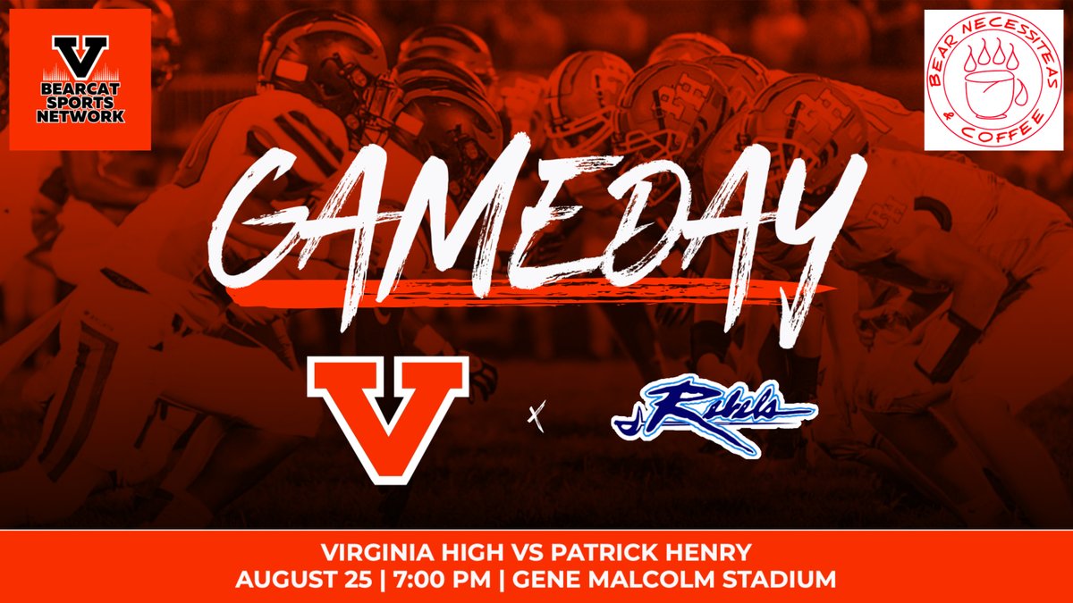 Bearcat Sports Network (@bearcatnetwork) on Twitter photo WAKE UP! IT'S GAMEDAY!
It’s the home 🏈 opener for the Bearcats as they host the Patrick Henry Rebels. Our pre-game show will start around 6:45pm with kickoff to follow at 7pm.
🎙: <a href="/KrisMangrum/">Kris Mangrum</a>, <a href="/Andrew_Barker15/">Andrew Barker</a>, <a href="/StevieLars0n/">Stevie Larson</a>
📻: bit.ly/vhsradio WAKE UP! IT'S GAMEDAY!
It’s the home 🏈 opener for the Bearcats as they host the Patrick Henry Rebels. Our pre-game show will start around 6:45pm with kickoff to follow at 7pm.
🎙: <a href="/KrisMangrum/">Kris Mangrum</a>, <a href="/Andrew_Barker15/">Andrew Barker</a>, <a href="/StevieLars0n/">Stevie Larson</a>
📻: bit.ly/vhsradio