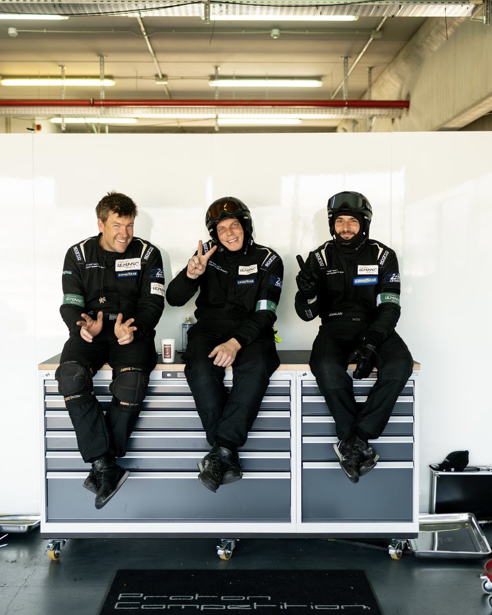 ProtonRacing's tweet photo. It’s hot, it’s hard and challenging… but the smiles always stay on track!
Today’s night session (FP2) will be run from 8:30 to 10 PM.
Don’t miss the #pitstopchallenge semi-final, which will be broadcasted live on the @EuropeanLMS official YouTube channel at 3:45PM. Crew #77 will push hard to conquer the pit stop title 💪😉
#4HARAGON