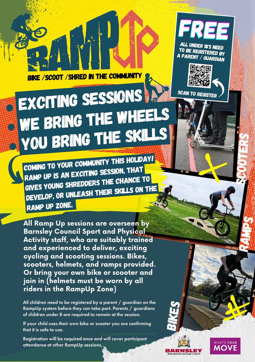 Summer Fun in Royston Park - Tuesday 29th 3pm to 5pm 🥳FREE activities for Children and Young People - Ramp Up Bike &amp; Scooter Session, Crown Green Bowling, Arts &amp; Crafts and Sports Activities ⚽️🚴‍♂️🚴⛹️🌞🏏🏀 #roystonpark #Royston #summerholidayfun #schoolholidays #RampUp