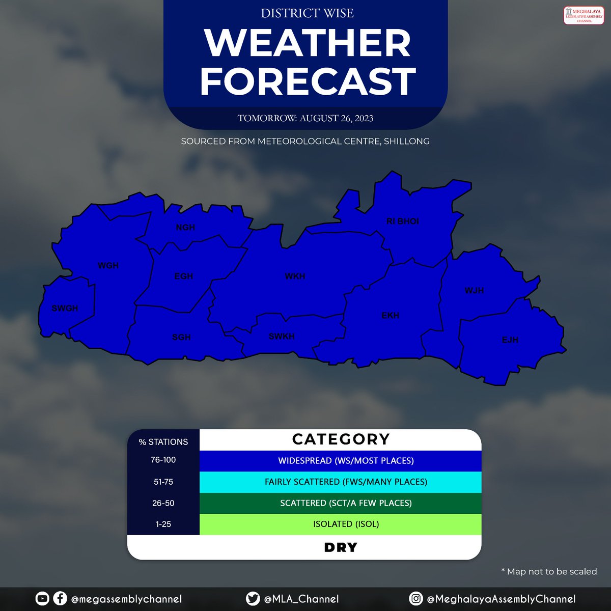 MLA_Channel's tweet photo. WEATHER FORECAST | AUGUST 26th 2023

@Indiametdept

#meghalayaassemblychannel #MLA #eleventhhouse #Meghalaya #shillong #policeBazar #Development #politics #news #dailynewsmeghalaya #weather #report #warning #forcast https://t.co/jayidW6iQ9