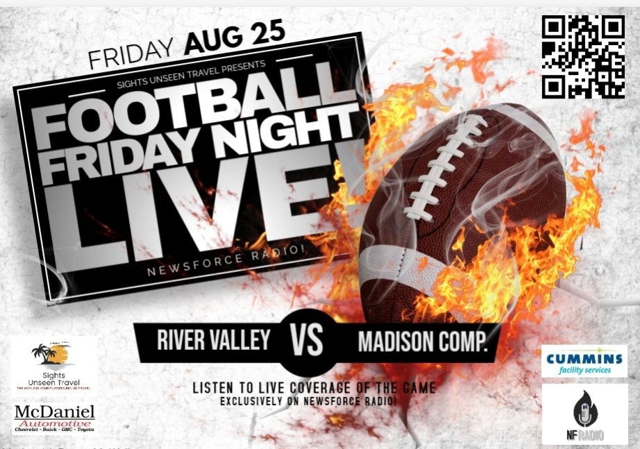 We're back! Friday Night Lights LIVE! is back with more hard hitting high school gridiron action broadcasting every Friday night this fall on NewsForce Radio. Don't miss a minute of the action presented by Sights Unseen Travel Agency. 

shorturl.at/aixR7