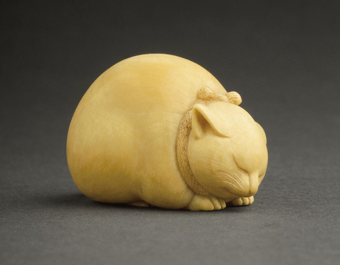 Sleeping Cat. Ivory, 19th century, Japan