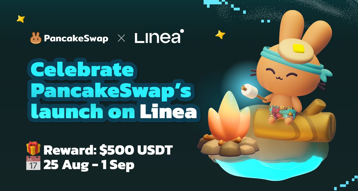 PancakeSwap (@pancakeswap) on Twitter photo 🐰 Exciting news! PancakeSwap is now live on Linea! 🎉 To celebrate this, we're giving away $500 USDT! 💰
🔥 How to participate:
1️⃣ Like, retweet, and tag 3 friends on this tweet with #PancakeSwapOnLinea
2️⃣ Follow <a href="/PancakeSwap/">PancakeSwap</a> - Ev3ryone’s Favorite D3X
3️⃣ Join the PancakeSwap 🐰 Exciting news! PancakeSwap is now live on Linea! 🎉 To celebrate this, we're giving away $500 USDT! 💰
🔥 How to participate:
1️⃣ Like, retweet, and tag 3 friends on this tweet with #PancakeSwapOnLinea
2️⃣ Follow <a href="/PancakeSwap/">PancakeSwap</a> - Ev3ryone’s Favorite D3X
3️⃣ Join the PancakeSwap