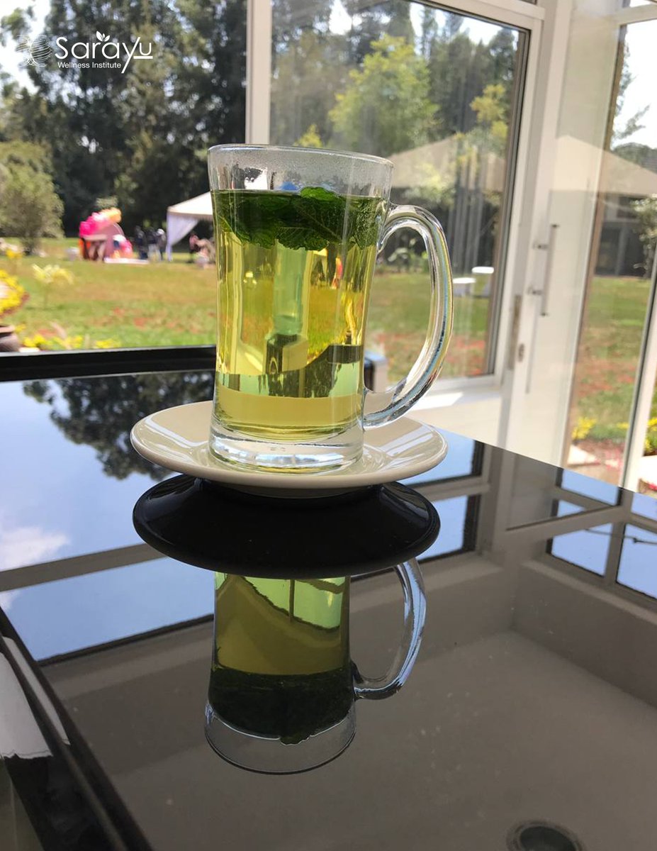 Experience the delight of our complimentary organic mint tea on every visit. Rejuvenate your senses &amp; support digestion with this refreshing herbal infusion. 
Don't miss out on the invigorating benefits of mint, straight from our own organic garden!   
#SarayuJuiceBar #HerbalTea