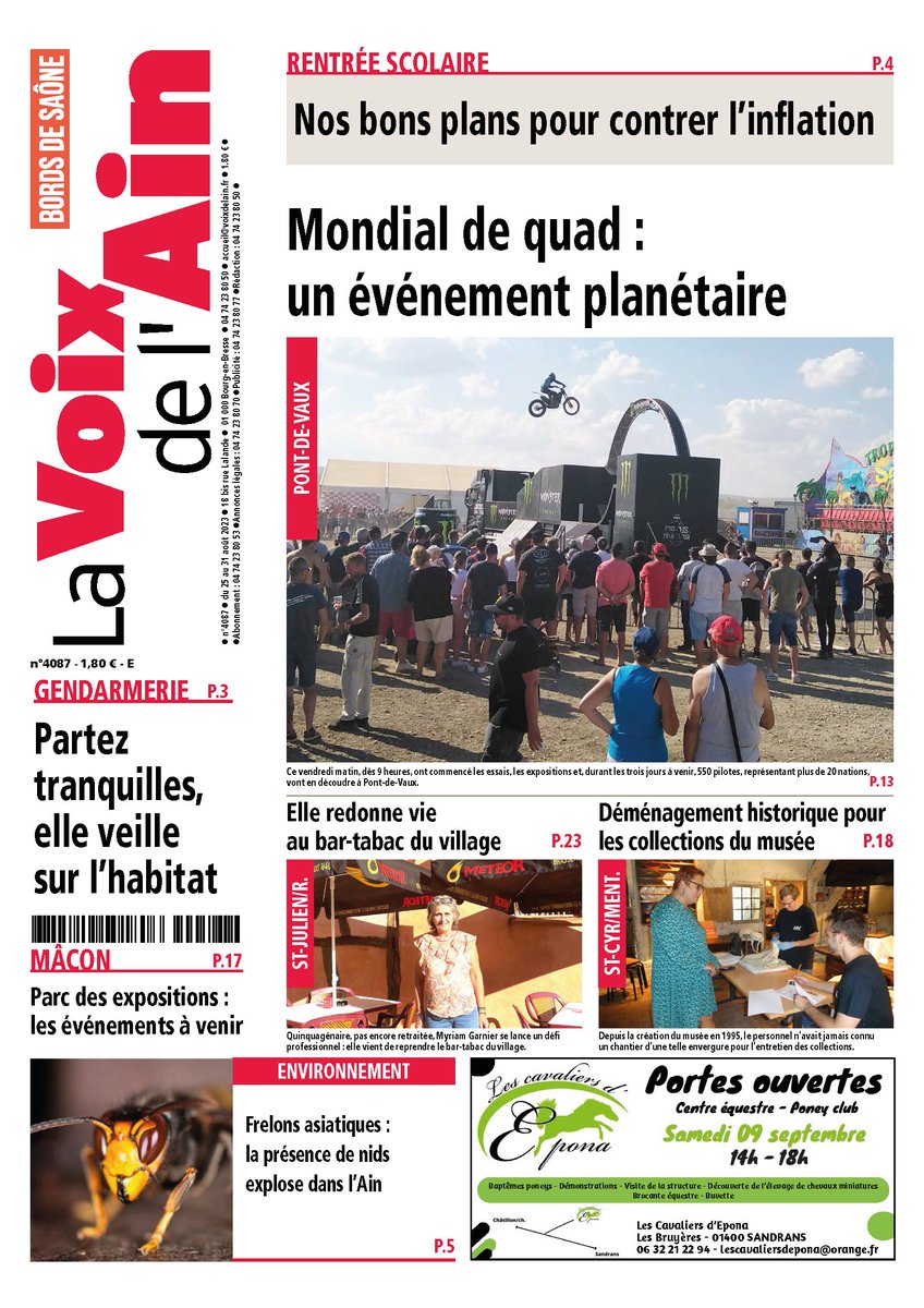 #VendrediLecture la fin des vacances se profilent, il est temps de se remettre dans le bain. Ça tombe bien <a href="/lavoixdelain/">La Voix de l'Ain</a> est en kiosque : avec des bons plans pour contrer l'inflation, un zoom sur le marché des piscines, une invitation à se rendre à la fête des bûcherons...