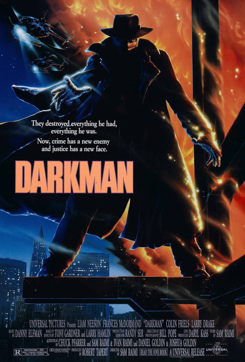 🎬MOVIE HISTORY: 33 years ago today, August 24, 1990, the movie ‘Darkman’ opened in theaters!

#LiamNeeson #FrancesMcDormand #ColinFriels #LarryDrake @tedraimi #NicholasWorth #DanHicks #JessieLawrenceFerguson #RafaelHRobledo #BridgetHoffman #BruceCampbell #SamRaimi