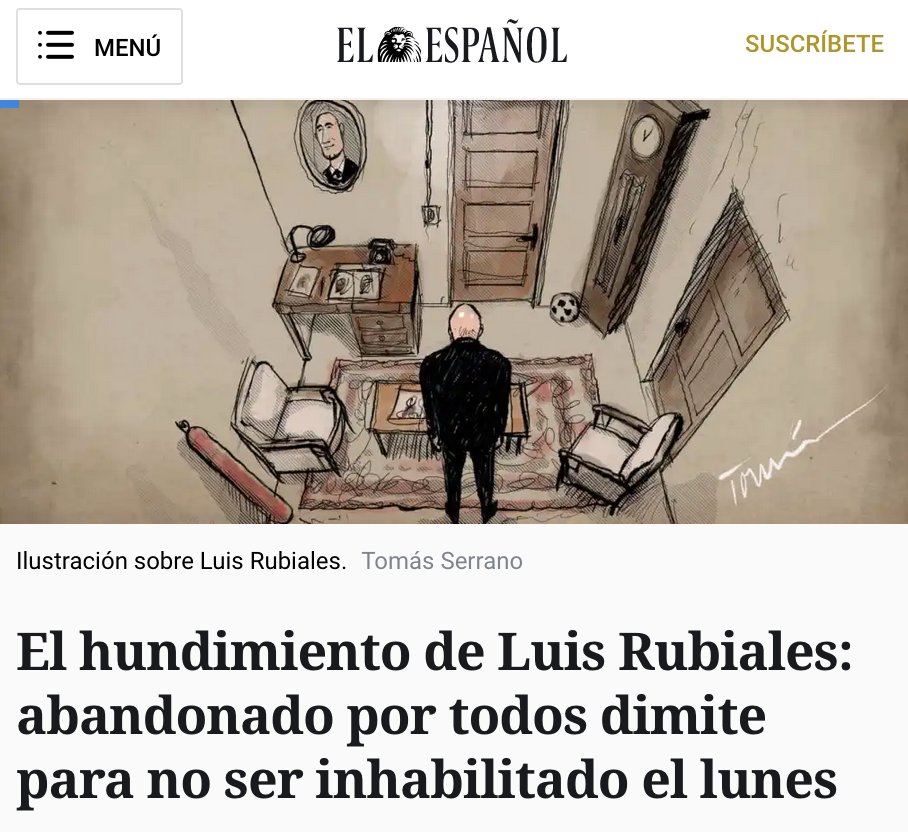 PabloEchenique's tweet photo. Para la derecha mediática, Rubiales es la víctima: "abandonado por todos".

Para la progresía mediática, hablamos de "gestos inadecuados". No una presunta agresión sexual. Más bien una cosita estética de protocolo.

De donde más va a costar sacar el machismo es de la prensa.