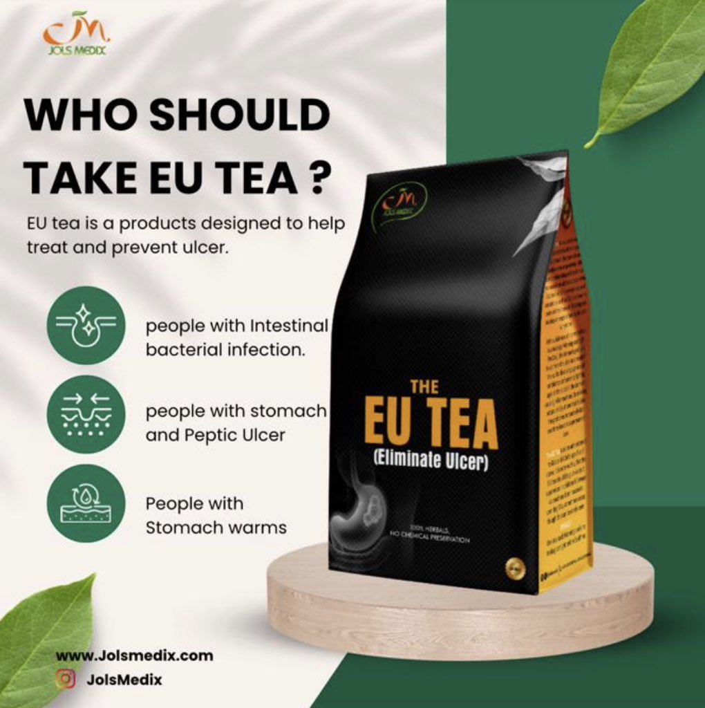 JolsMedix's tweet photo. others can lead to complications if not healthily strategized. 

The EU Tea is a high recommendation for all sort of stomach related complication focusing on Ulcer and other troubling symptoms. 

We at Jolsmedix have as a priority your health and wellbeing at heart. https://t.co/eBJdm0DBhD