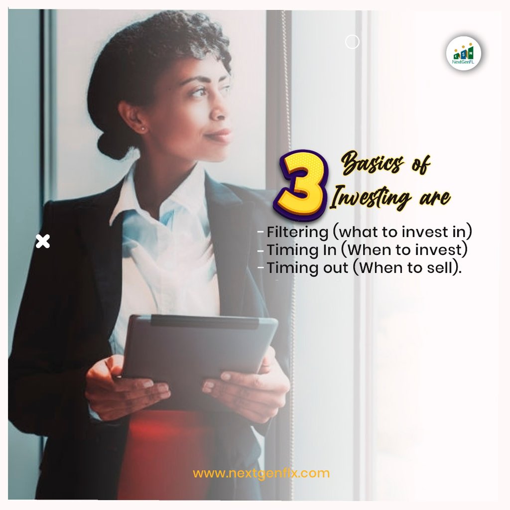 dkbmarkets's tweet photo. Successful #investing involves understanding these 3 key steps; (1) Filtering (what to invest in), (2) Timing In (When to invest) &amp; (3) Timing out (When to sell). For details of our Digitized Investing #onlinecourse, go to https://t.co/BCJSpOB7X8. #financialliteracy https://t.co/XEGpKHxGQ5
