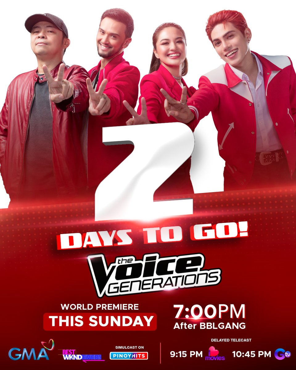 2 DAYS TO GO! Are you ready to see the coaches in action? 💪 #TheVoiceGenerations, premieres this August 27, Sunday, at 7:00 PM on GMA! 🎤