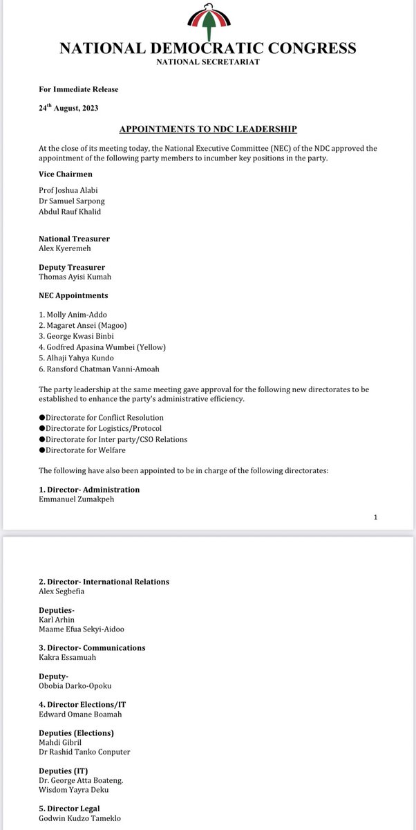 babamusah08's tweet photo. NDC Appoints new committees and new officers
Congratulations to all.
#victorychallenge
Best wishes https://t.co/kg7sboZDGJ
