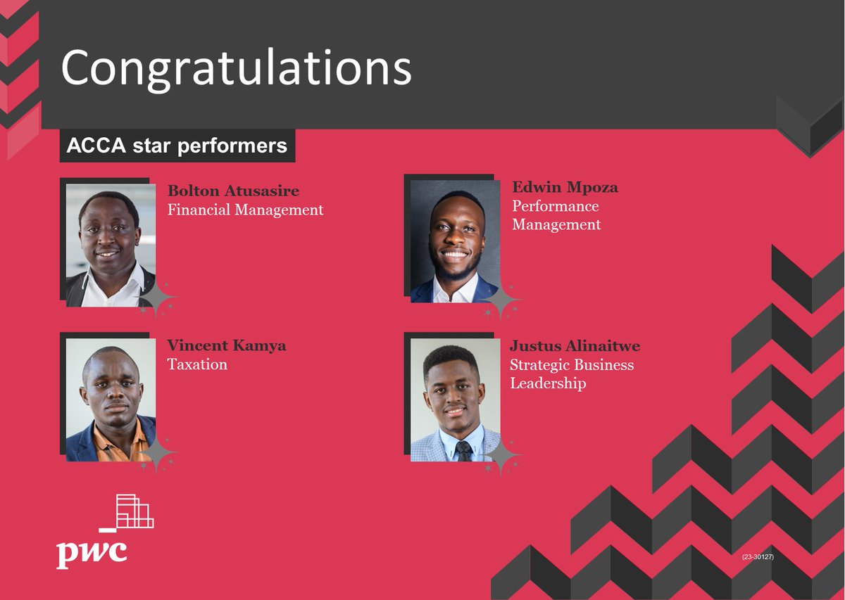 PwC_UG's tweet image. We proudly recognise and celebrate our people who have emerged on top in their respective #ACCA exam papers. #PwCProud