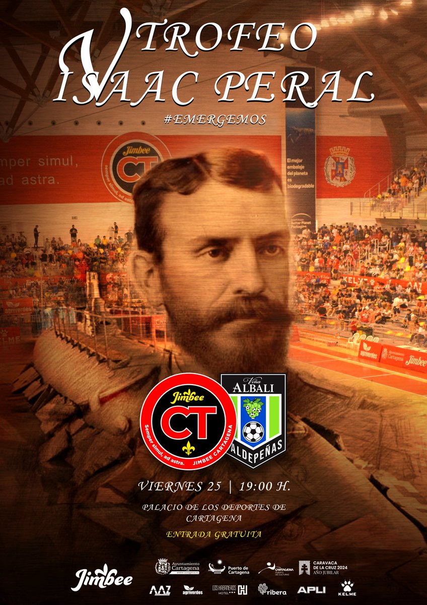 JimbeeCartagena's tweet photo. 🔴⚪️Afición... ¡𝐇𝐎𝐘 𝐉𝐔𝐆𝐀𝐌𝐎𝐒! 🔥

🏆 V Trofeo Isaac Peral 
🆚 @VinaAlbaliFS 
⏰ 19:00 horas
🏟️ Palacio de los Deportes
🎟️ Entrada gratuita
📺 @Telecartagena_ y https://t.co/wu9QMFpV95

¡Os esperamos! 🙌

#Emergemos #TrofeoIsaacPeral https://t.co/8YagKJLHop