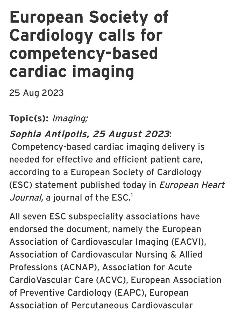 EACVI President (@eacvipresident) on Twitter photo Cardiac imaging is integral to cardiology and cardiologists are central to the best patient care. I would like to thank all the coauthors for their contribution. 
#patientfirst #CVImaging 
escardio.org/The-ESC/Press-…
academic.oup.com/ehjcimaging/ad… Cardiac imaging is integral to cardiology and cardiologists are central to the best patient care. I would like to thank all the coauthors for their contribution. 
#patientfirst #CVImaging 
escardio.org/The-ESC/Press-…
academic.oup.com/ehjcimaging/ad…