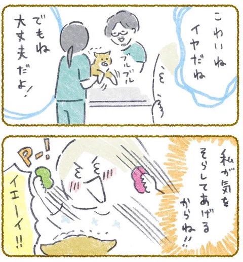 犬の注射をみんなで応援する話→ 