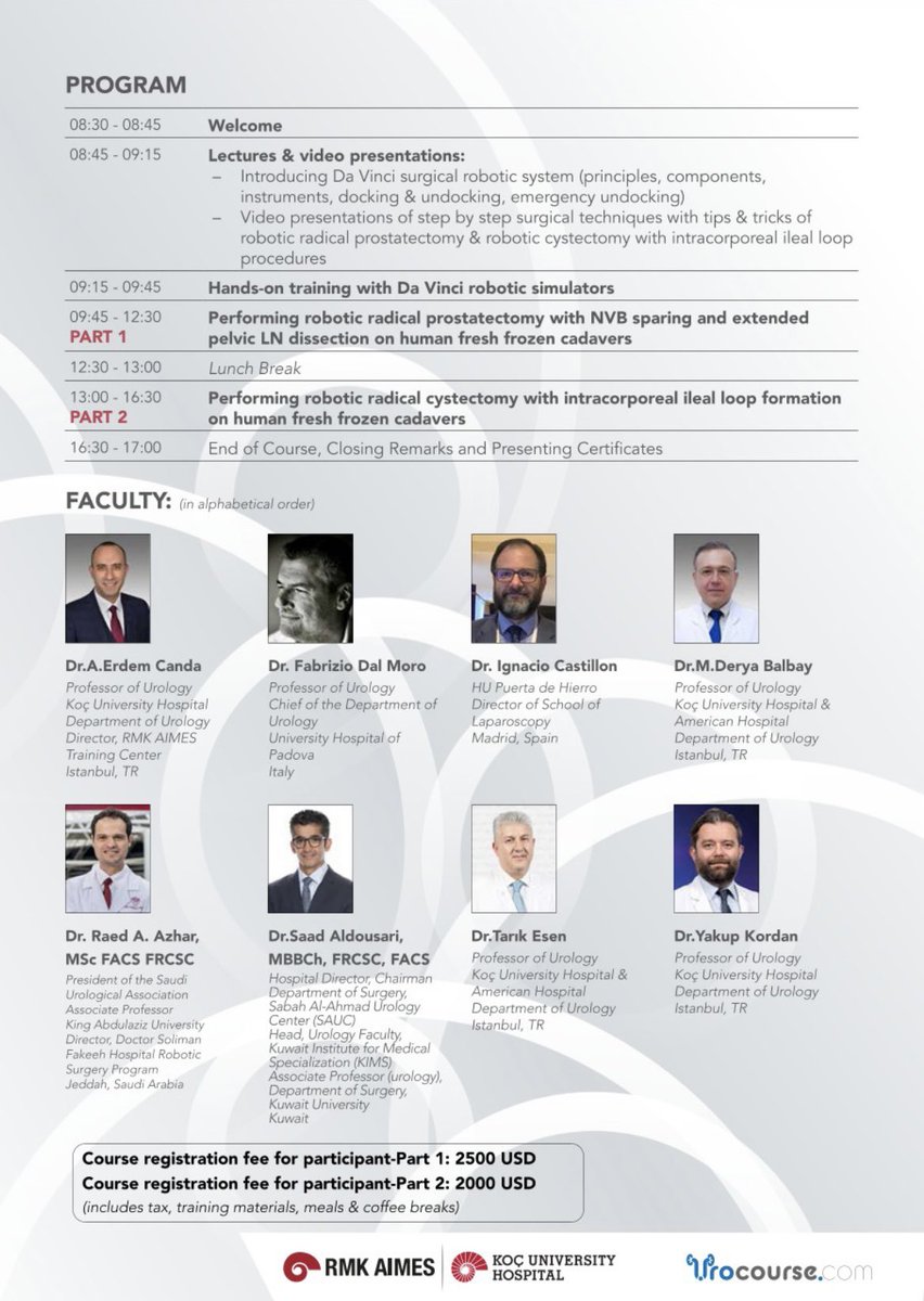 It’s a real honor for me to be part of the Faculty of the “Robotic NVB Sparing Radical Prostatectomy, Extended Pelvic Lymph Node Dissection & Robotic Radical Cystectomy with Intracorporeal Ileal Loop Formation Human Fresh Frozen Cadaver Course” Next week @ RMK AIMES, Istanbul,…