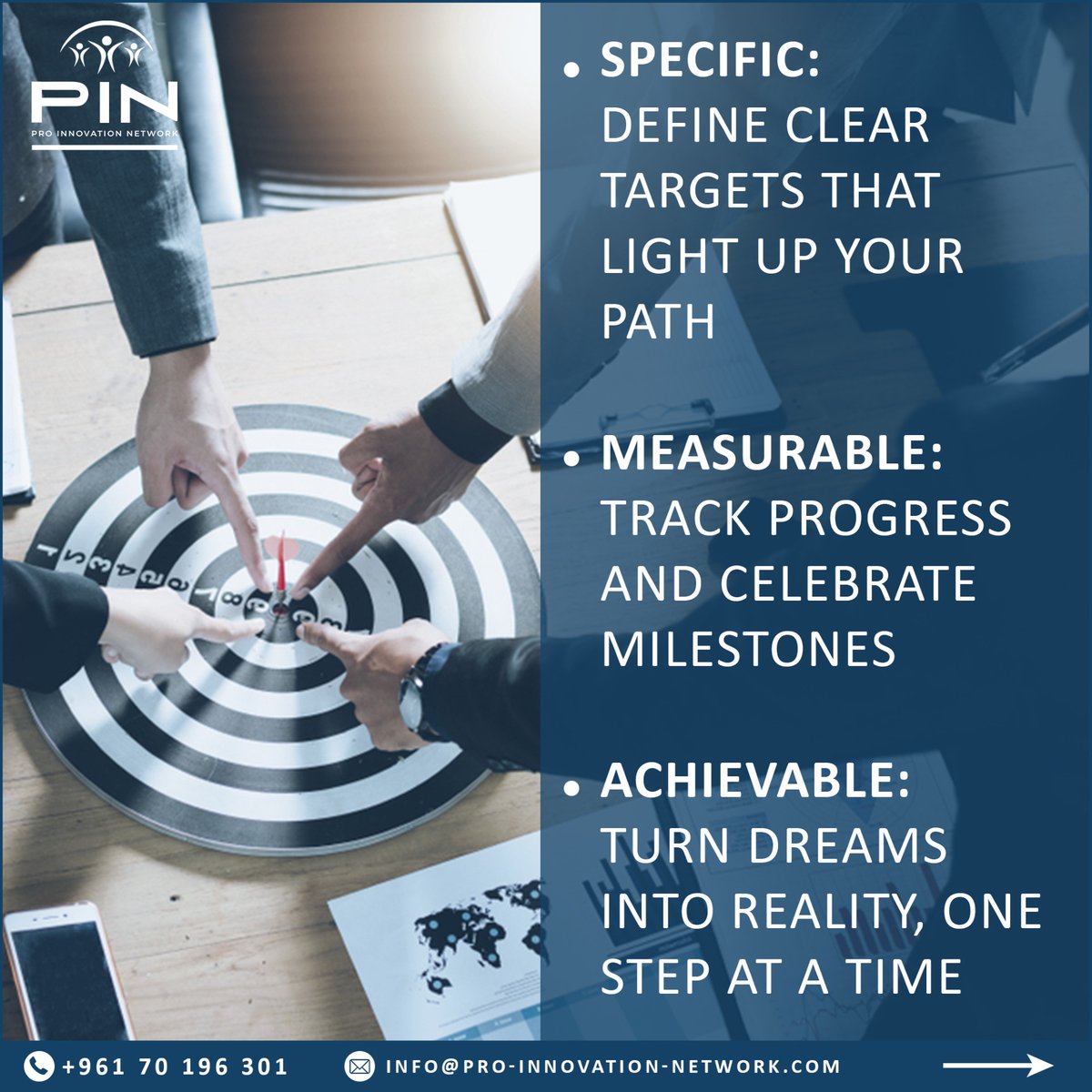 PinSarl17844's tweet photo. Crushing Goals... The SMART Way! 
Unleash Your Potential with SMART Goals!
Get SMART, Get Results! Let's Do This TOGETHER! 
Call us NOW to Book Your Session &amp; to Learn More About the SMART Way!
➖➖➖➖➖➖➖➖➖➖
✉️ info@pro-innovation-network.com
📱+961 70 196 301 https://t.co/XT1b5E1YXF