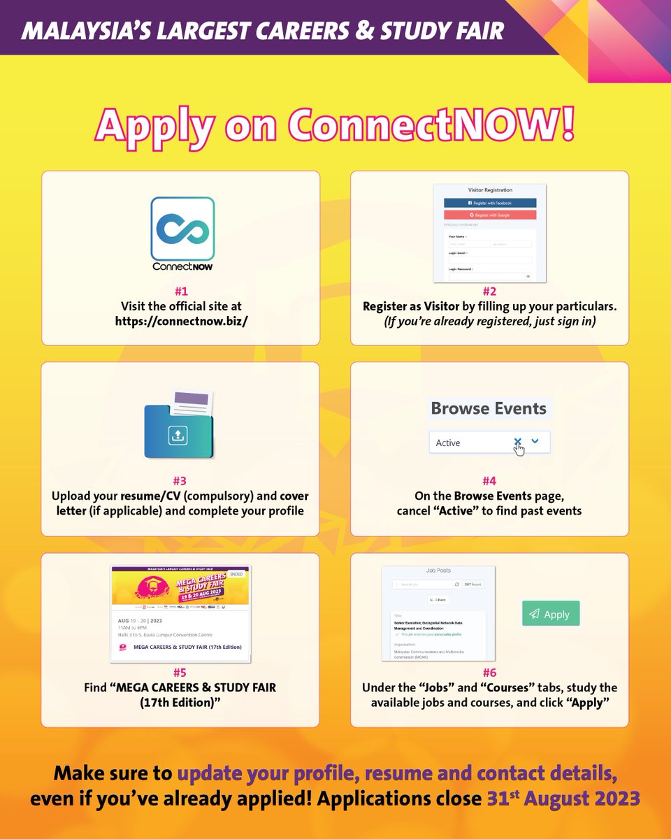 gradmalaysiaMY's tweet image. 🔎 STILL LOOKING FOR A JOB, INTERNSHIP OR STUDY COURSE? 🔎

The Mega Careers &amp;amp; Study Fair may have ended for this year, but you can still apply for jobs, internships and study courses with the exhibitors that joined the August edition of #MCASF