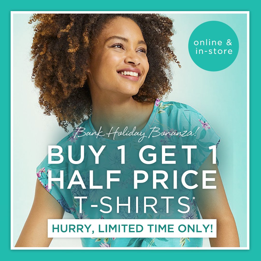 Double the Style, Half the Price! Embrace the sun-drenched vibes of the upcoming bank holiday weekend with our irresistible buy 1 get 1 half price t-shirt offer. Click the link to discover your perfect t-shirt: bit.ly/3KSValj