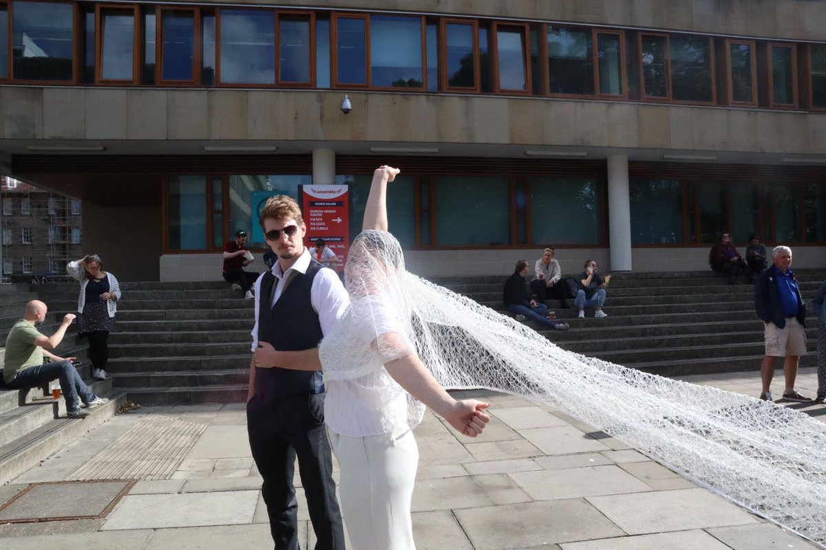 BlueballsFringe's tweet photo. Did you catch our wedding procession last week? 👰‍♀️🤩
No worries if not - you’re invited to the after party! A night you will never forget! (Audiences are saying it’s the “best thing you’ll see at Fringe”) 
TODAY &amp; TMO FINAL CHANCE! 
📍@theSpaceUK Triplex
⏱ 12:45pm
£5/£3!!! https://t.co/hXhSgUjSSA
