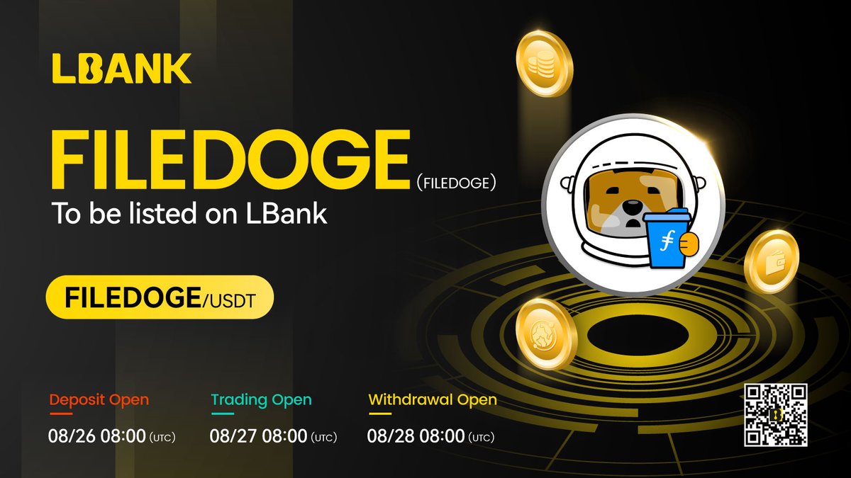 🌈 New #listing ⛵️ $FILEDOGE (FILEDOGE) will be listed on LBank！@Filedogetoken Filedoge-The First 100% Decentralized MEME Token and DEX on Filecoin! 👉 Details: support.lbank.com/hc/en-gb/artic…