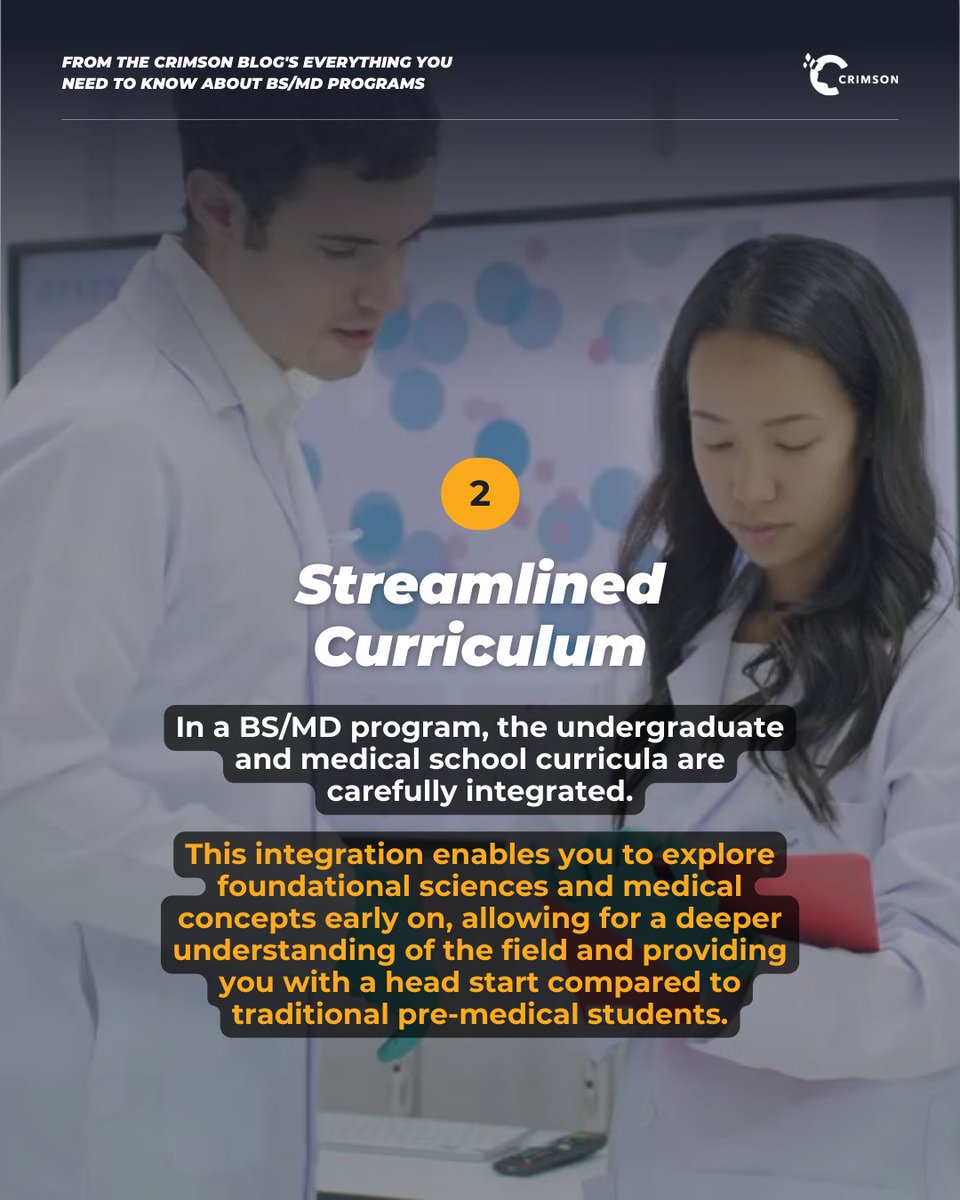 CrimsonEdu's tweet image. In this blog, we&apos;ll explain what BS/MD programs are, highlighting their pros and cons, and showcasing different colleges that offer bs/md programs. Check it out through the link below. 🔗 

#bachelorofscience #collegeprograms #crimsoneducation crimsoneducation.org/blog/bs-md-pro…