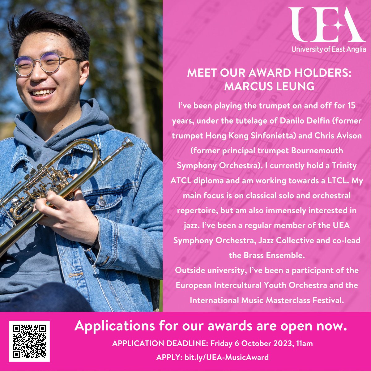 UEA Music Centre is offering Music Centre Awards, worth up to £800, to new and current students who show exceptional musical achievement and commitment. Open to all UEA students (no matter what discipline and are intended for musicians of any instrument/voice.

#UEAMusicAward