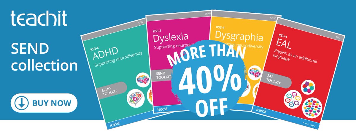 Supporting students with SEND is a very real challenge. That’s why we’re offering our set of four SEND toolkits for just £35 until 8 September. That’s a saving of over 40% on all four toolkits: Dyslexia, Dysgraphia, ADHD and EAL. #backtoschool #SEND
ow.ly/YBX350PAqnp