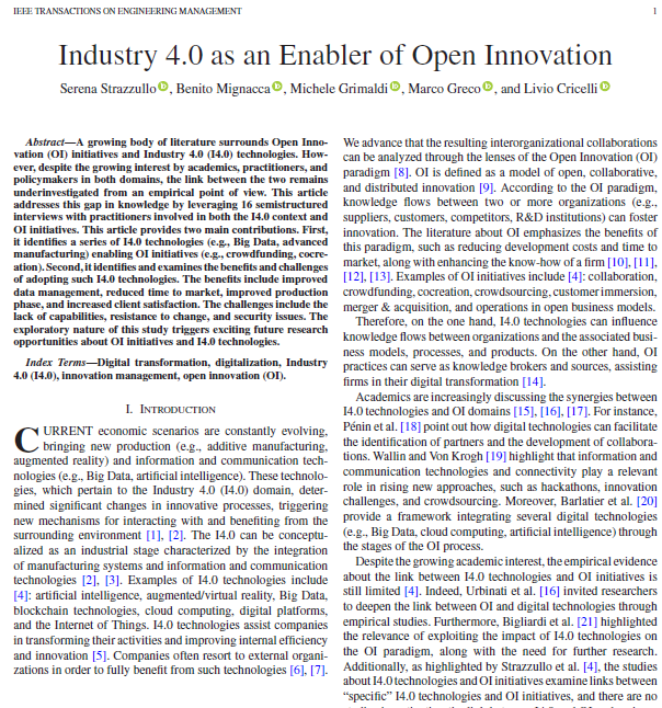 Benito Mignacca (@benitomignacca) on Twitter photo Are you interested in #openinnovation and/or Industry 4.0? Our article, published in IEEE Transactions on Engineering #Management, examines the relationship between these two domains <a href="/DrMarcoGreco/">Marco Greco</a> FREE DOWNLOAD - Early access ieeexplore.ieee.org/document/10229…
<a href="/uni_cassino/">Università Cassino</a> Are you interested in #openinnovation and/or Industry 4.0? Our article, published in IEEE Transactions on Engineering #Management, examines the relationship between these two domains <a href="/DrMarcoGreco/">Marco Greco</a> FREE DOWNLOAD - Early access ieeexplore.ieee.org/document/10229…
<a href="/uni_cassino/">Università Cassino</a>