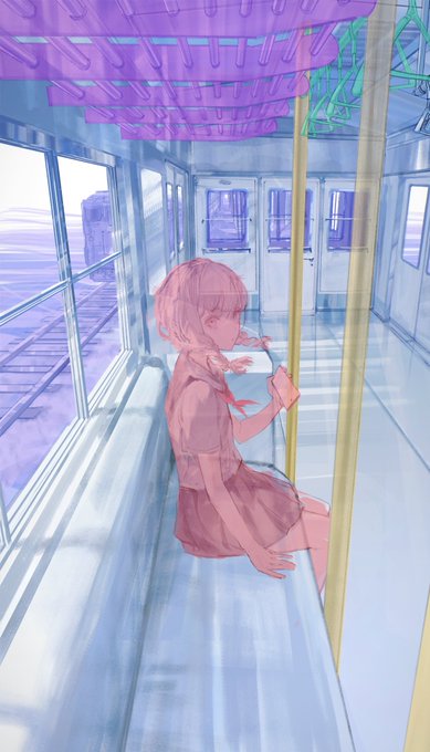 「pleated skirt train interior」 illustration images(Latest)