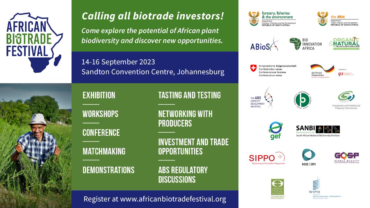 AfricanBioFest's tweet photo. Calling all investors! Looking for the next big opportunity in biotrade? Don't miss the African Biotrade Festival! 

This 3-day event brings together researchers, innovators, buyers, and industry leaders from Africa to explore the sector's potential.

#AfricanBiotradeFest 1/3 https://t.co/8SY1BK2RKn