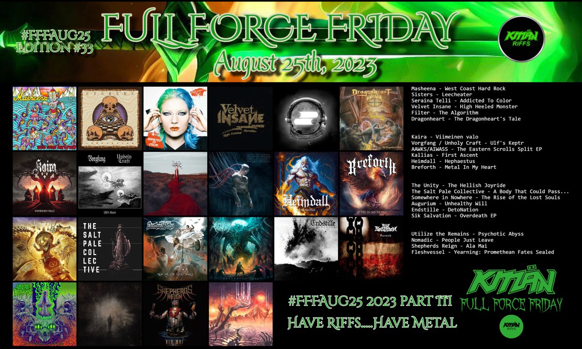 FULL FORCE FRIDAY:⚔️August 25th, 2023🔥⚔️ 'I turn the spotlights on the people, switch the dial and eat the worm, Take your chances, kill the engine.....'🔥 📢66 for the Walls of Deth!➡️Back in the Village….Have Riffs, Have Metal! #FFFAug25 Comment and RT.🤘👹🤘#KMäN