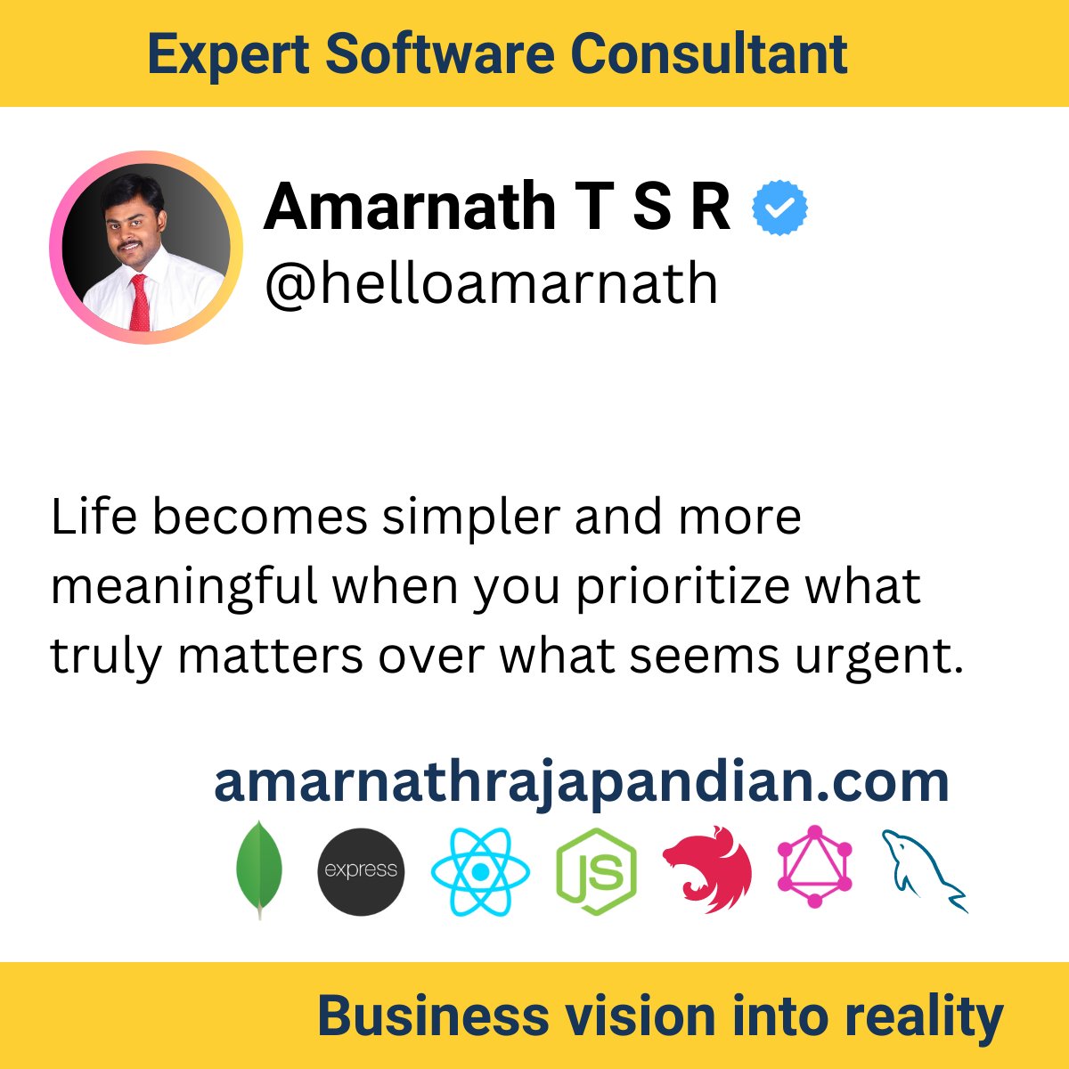helloamarnath's tweet photo. 🌟 Passionate about Prioritization | Embracing Simplicity for Meaningful Success 🌱 https://t.co/gmP3dOWPYv