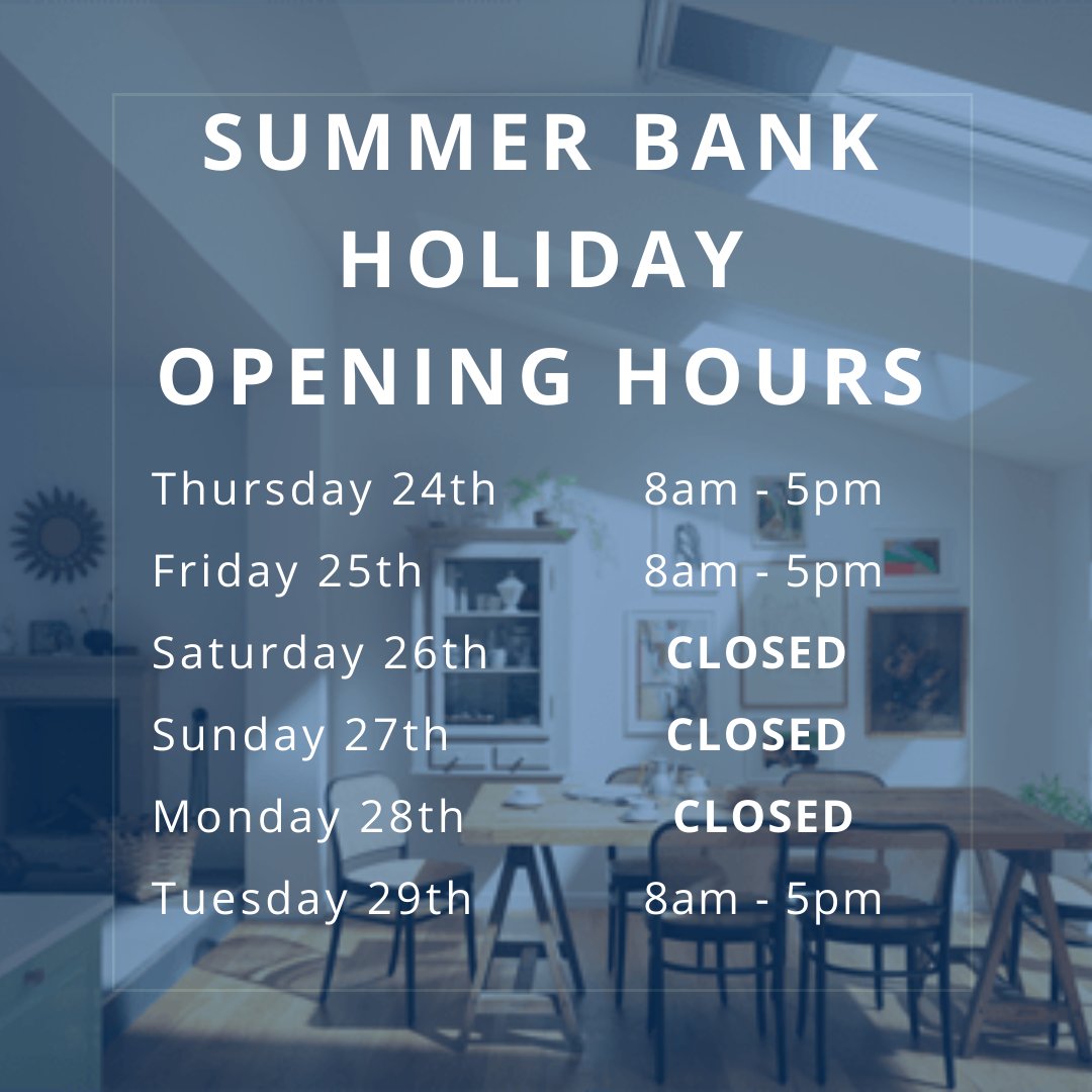 Please note, our upcoming summer bank holiday opening hours☀️

Any orders placed over the weekend including Monday 28th August  will be processed upon our return on Tuesday 29th August🚚

Shop now - sterlingbuild.co.uk