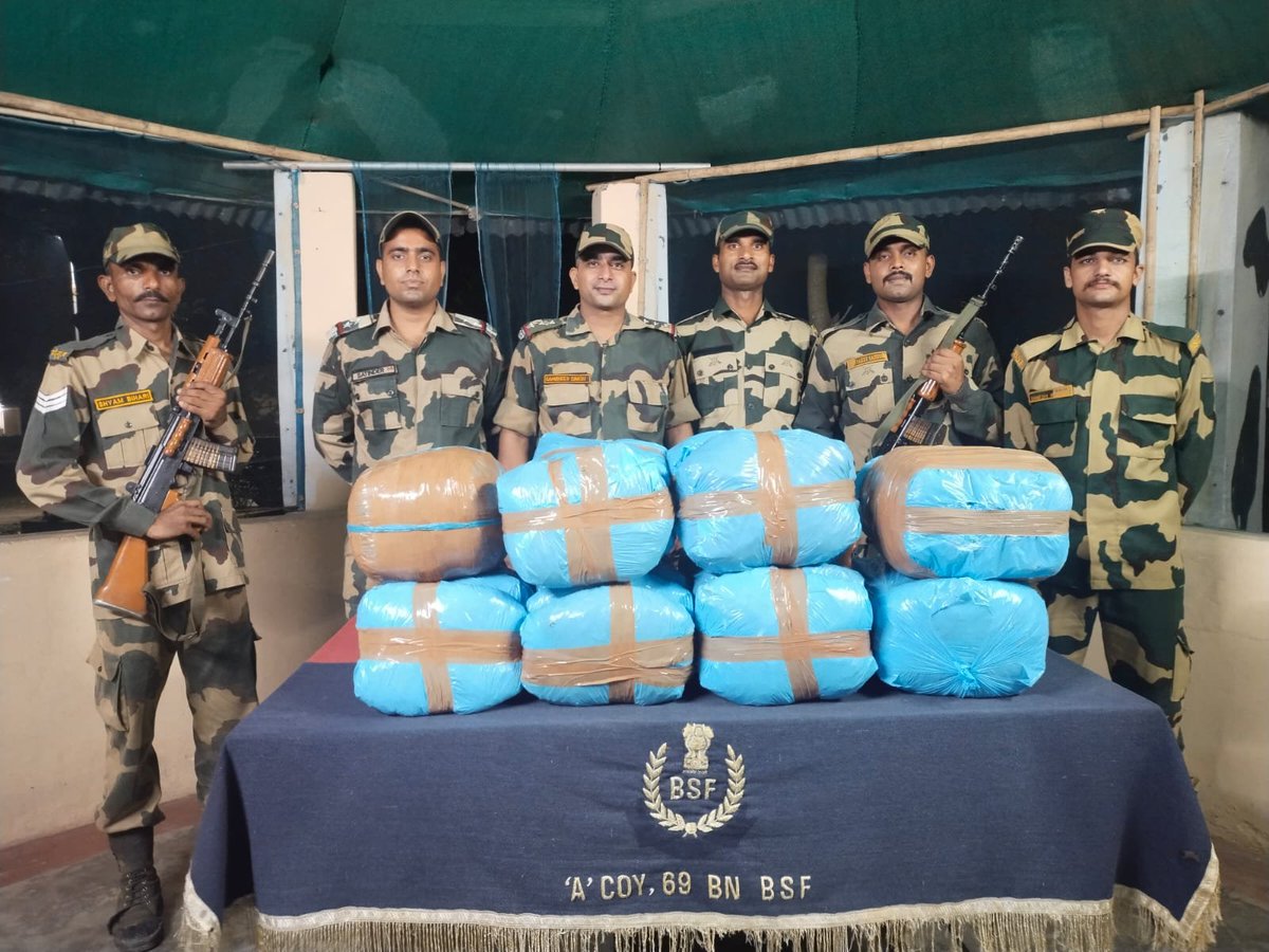 BSF_Tripura's tweet photo. Vigilant troops of #BSF #Tripura in different operations rescued 11 cattle and seized 59 kgs Ganja, 550 Kg Sugar, &amp; other contraband items worth ₹ 10,97,320/-  Also seized BD Taka 30,620/

#FirstLineOfDefence
#GuardiansOfBorder
#NationFirst https://t.co/sVVqcQXCAQ