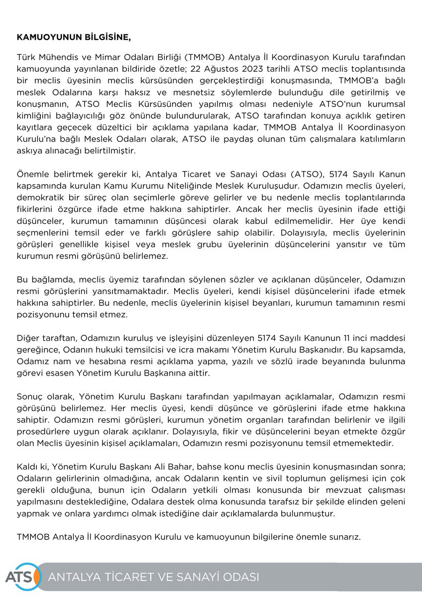 📌KAMUOYUNUN BİLGİSİNE

TMMOB Antalya İl Koordinasyon Kurulu ve kamuoyunun bilgilerine önemle sunarız.

👉Detaylı Bilgi İçin: atsovizyon.org.tr/kamuoyunun-bil…

<a href="/aalibaharr/">Ali Bahar</a> <a href="/bogachangoksu/">Boğaçhan Göksu</a> @eczhaticeoz <a href="/ileribildirim/">Arzu Gözel</a> <a href="/MuratTOTOS/">Murat TOTOŞ</a> <a href="/aslisahintekin/">Aslı Şahin Tekin</a> <a href="/aozgurkaragoz/">Özgür Karagöz</a> <a href="/huseyinsari_sar/">Hüseyin Sarı</a> <a href="/KAPALIYOL/">MEHMET DİKMEN</a>