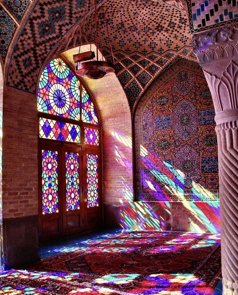 Pink Moaque The Nasir al-Mulk Mosque in Shiraz, Iran is also known as the Pink ...