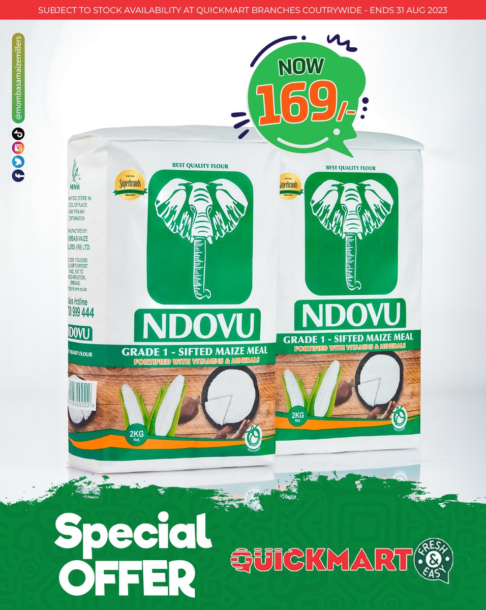 SPECIAL OFFER on #NDOVUFlour Valid till 31/Aug. Enjoy the Best Quality Flour today! #feedingthenation