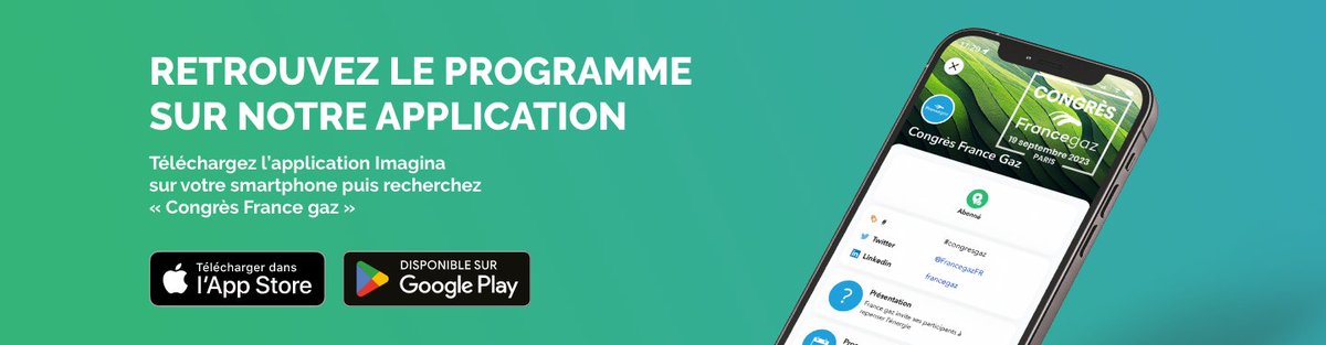 📱 CONGRÈS FRANCE GAZ : Retrouvez le programme et toutes les informations pratiques sur notre #application 
👉 téléchargez l'application Imagina sur votre smartphone puis recherchez "Congrès France gaz".

#congresgaz #territoires #transitionénergétique #logements #prix