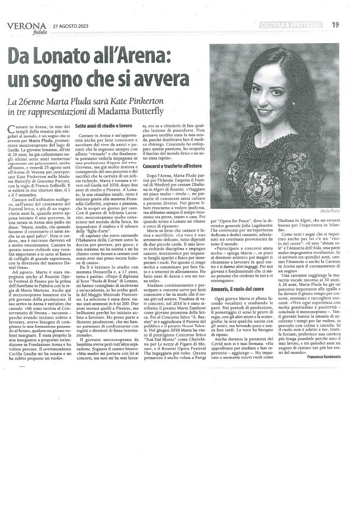 AnnaCaldara's tweet photo. La nostra Ex Alunna MARTA PLUDA, Mezzosoprano, questa sera canterà all'ARENA DI VERONA
FELICITAZIONI https://t.co/ocuWHoCagy