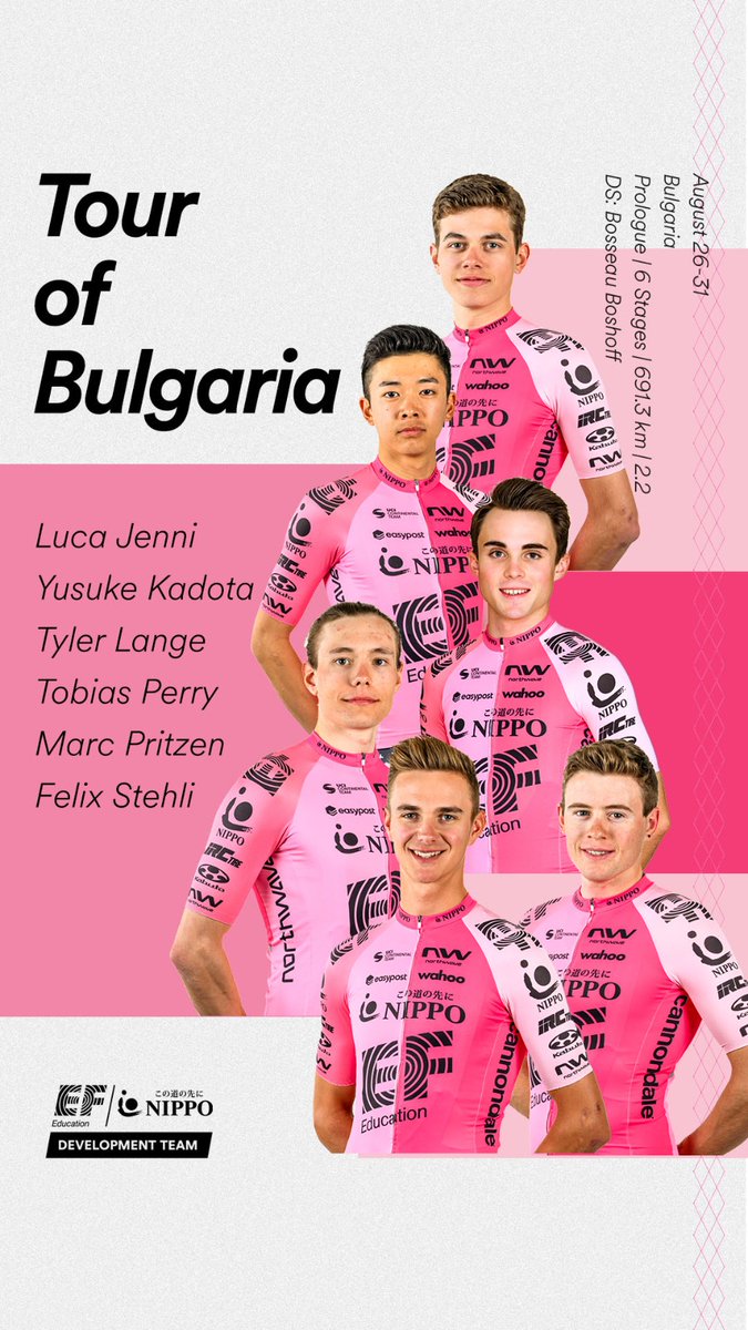 EFNIPPODevo's tweet photo. Back to business tomorrow for the 70th edition @TourofBulgaria kicking off with a Prologue then six scenic stages - let’s paint the podium pink! #TourofBulgaria #efeducationfirst #nippo #ridecannondale #northwave #ogkkabuto #irctire #protouchstaff https://t.co/z3cW9ag2nh