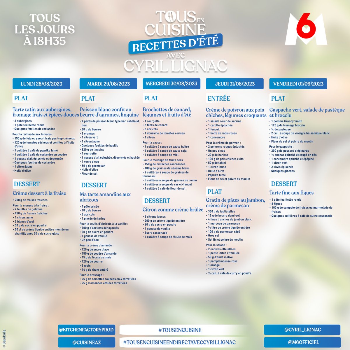 cyril_lignac's tweet photo. C'est la dernière semaine de Tous en Cuisine, recettes d'été !! Rendez-vous à 18h35 sur @M6 !! https://t.co/1DeQHzcl7V