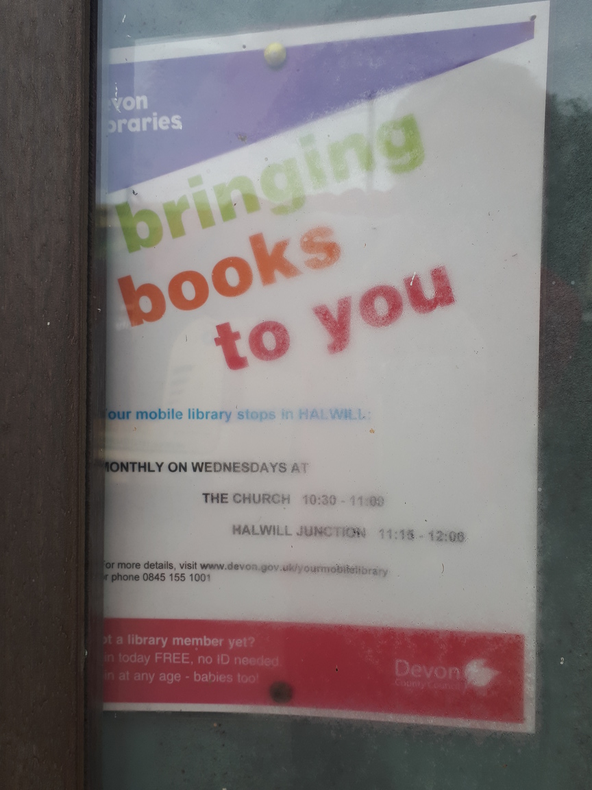 west_devon_info's tweet photo. I snapped some pictures of two #Halwill Parish Council noticeboards this morning 👇
The Devon Mobile Library service that is currently "bringing books to you" in rural areas is under threat:
https://t.co/EqPPsnR47S
#SaveDevonsMobileLibraries!
Cc: @DevonCC @DevonMobileLibs https://t.co/Xk4KsBMBSl