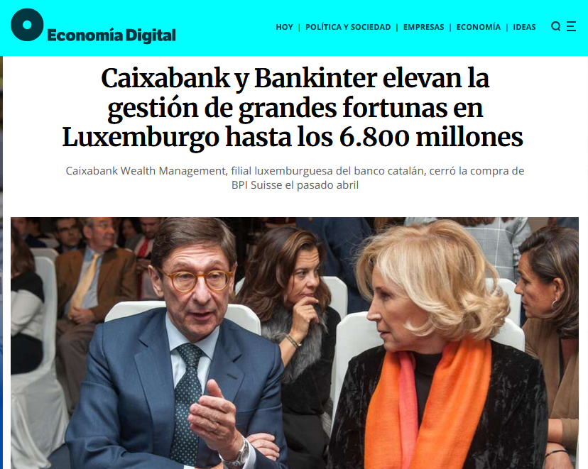 Tenemos un banco con accionariado público y que ha sobrevivido gracias a rescates públicos que lleva el dinero de sus grandes clientes a Luxemburgo para que paguen menos impuestos aquí...