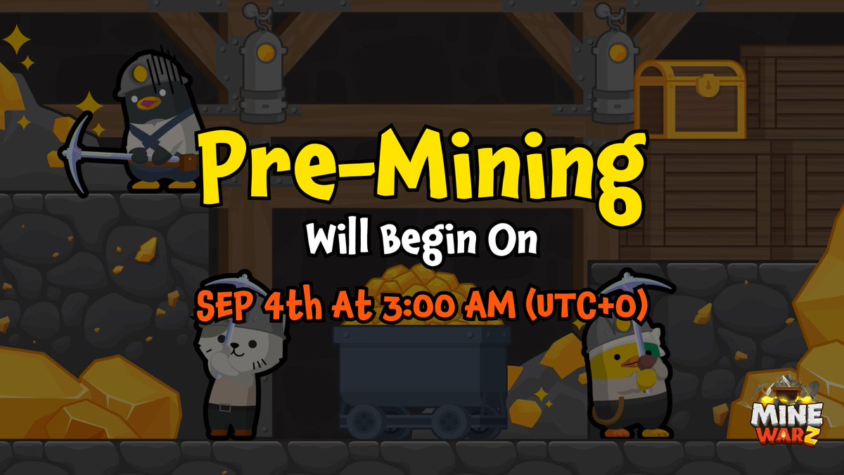Get ready for🛠Pre-mining🛠

Before the grand launch, we've got something special for #Minerz🎁.

Starting on September 4, users can participate in a Pre-mining event to pre-mine Silver that can be exchanged for utility #token within the game.

#MINEWARZ #Web3Gaming #NFTGame #BCG