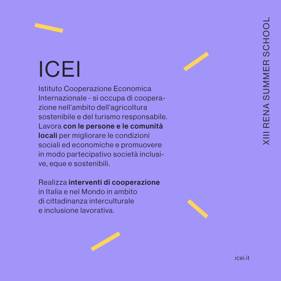 Tra le organizzazioni che hanno scelto di supportare la 𝗫𝗜𝗜𝗜 𝗥𝗲𝗻𝗮 𝗦𝘂𝗺𝗺𝗲𝗿 𝗦𝗰𝗵𝗼𝗼𝗹 ringraziamo 𝗜𝗖𝗘𝗜 - Istituto Cooperazione Economica Internazionale.

Per saperne di più 👉 icei.it

#progettorena
#RenaSummerSchool
