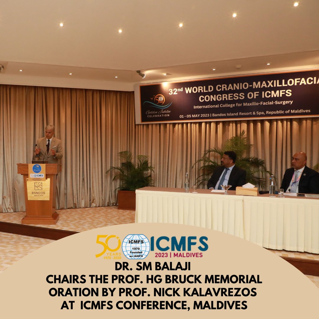 balajidental's tweet photo. Dr. SM Balaji chairs the Prof. HG Bruck Memorial Oration by Prof. Nick Kalavrezos at ICMFS 32nd World Cranio-Maxillofacial Congress #ICMFS #TissueEngineering #MaxillofacialSurgeon #smbalaji https://t.co/K03GYLMjik